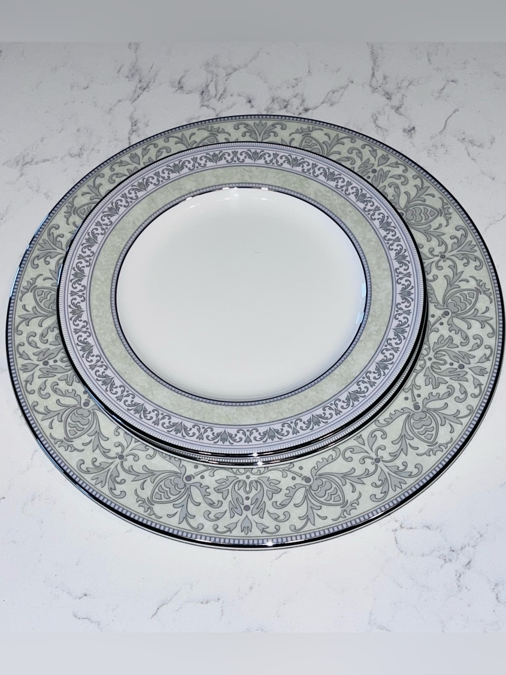 Noritake Sanderville pat. 1- Salad & 2- bread plate 3- Piece set 8” & 6”